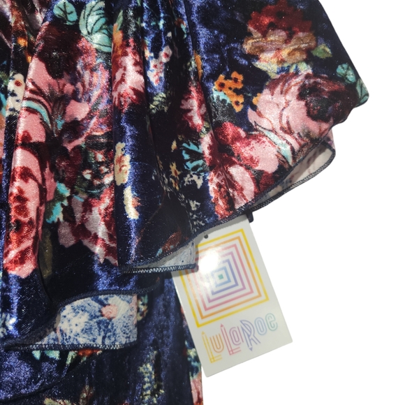 LulaRoe Cici Navy Velvet dress, Size XL Flounce Ruffle off the shoulder Velour - Picture 8 of 11